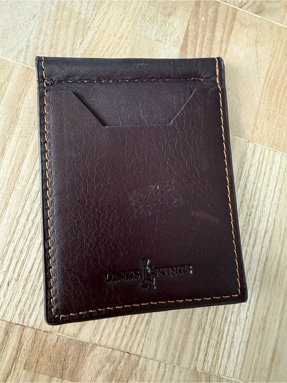Links & kings brown leather slim money clip wallet
